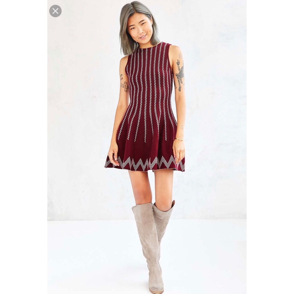 J.O.A Intarsia fit & flare sweater dress 8